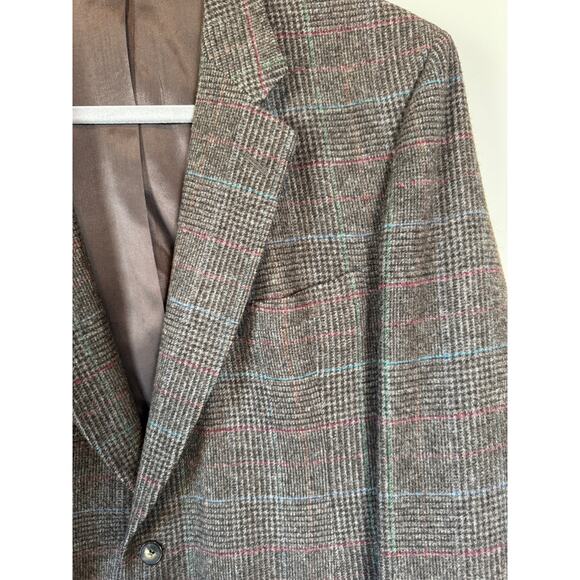 VTG 70s C&R Clothiers Mens Sz 48 Wool Plaid Blazer Sport Coat Union Made USA - Picture 3 of 15